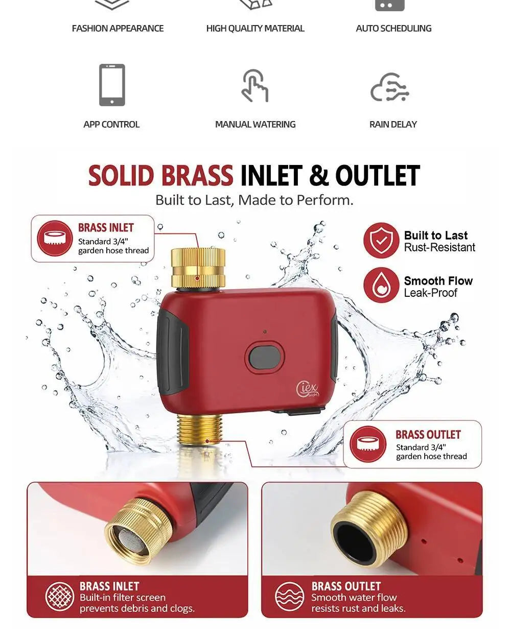 Temporizador de agua WiFi inteligente, controlador de riego, No requiere concentrador, válvula automática de aspersor de goteo para jardín, Control por aplicación Tuya