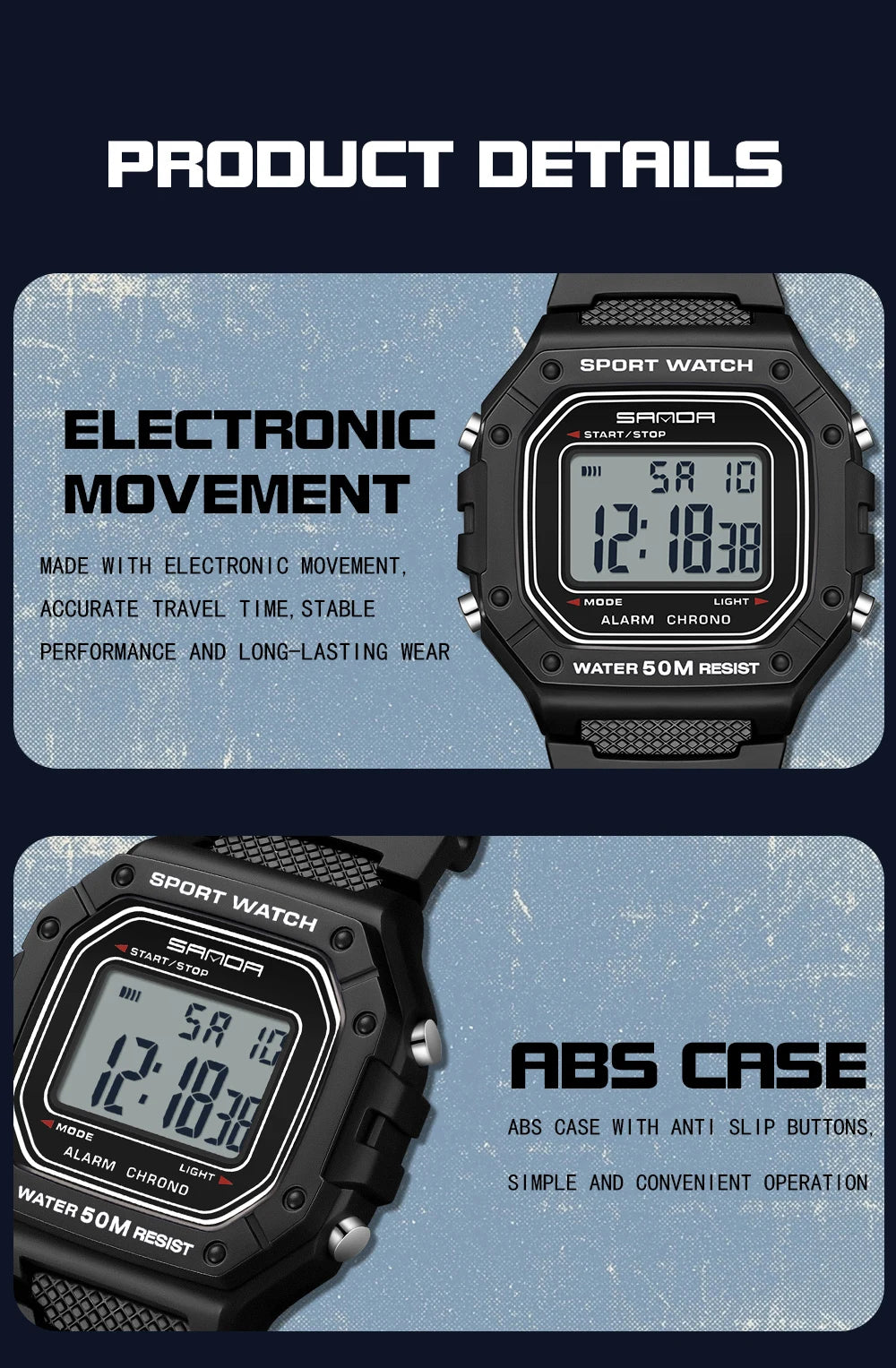 SANDA 2156 reloj de moda para hombre, relojes deportivos militares resistentes al agua, relojes de pulsera digitales Led con esfera grande del ejército, cronómetros para hombre