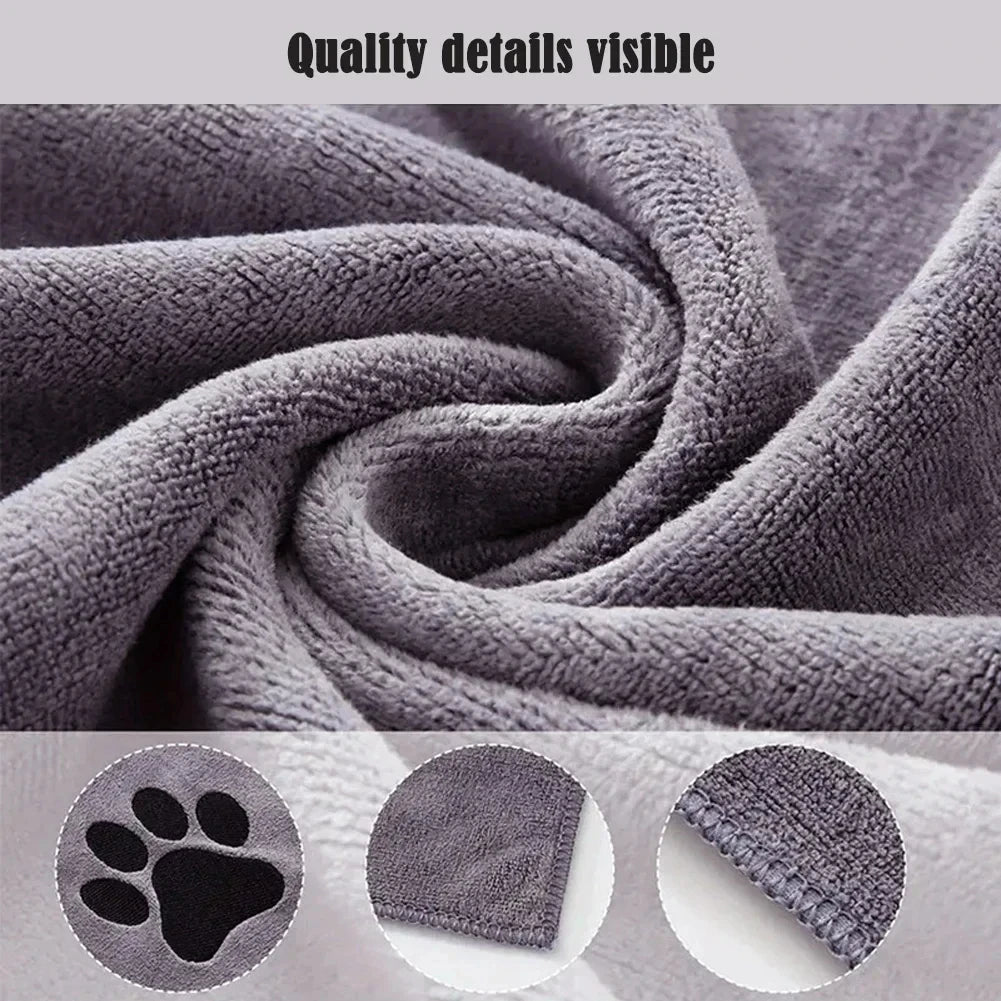 Toalla de Baño para Mascotas de Microfibra, 3 Tamaños Disponibles, Bordada, Súper Suave y Absorbente, para Perros y Gatos, Artículos de Aseo