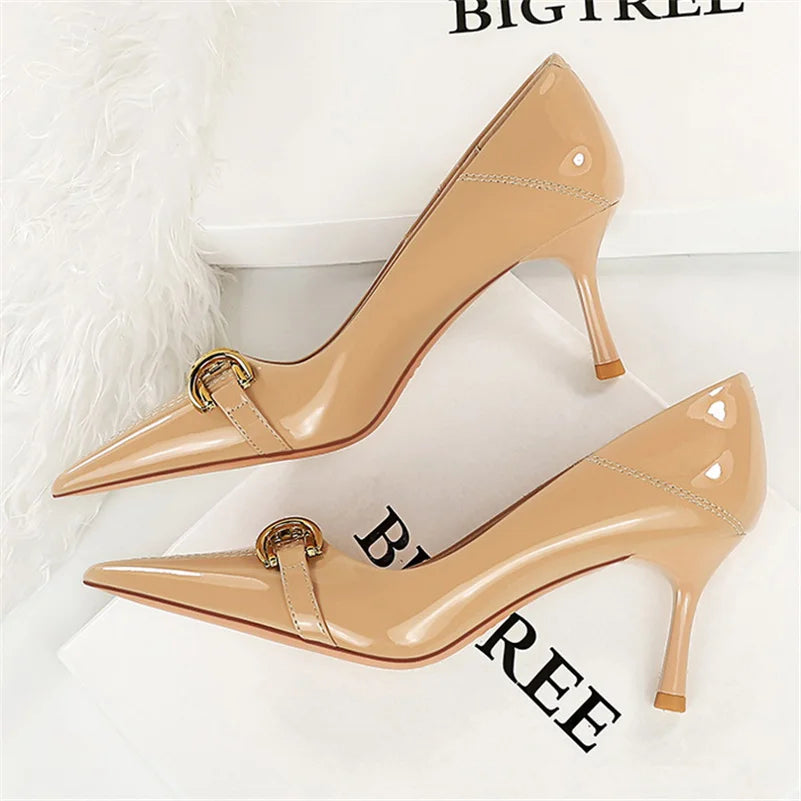 Zapatos de Tacón Alto Stiletto con Hebilla para Mujer