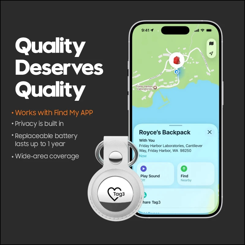 Etiqueta Inteligente con Localizador Antipérdida para Apple Find My, con Alerta Sonora y GPS para Llaves, Carteras, Autos y Mascotas, Solo para iOS, iPhone y iPad