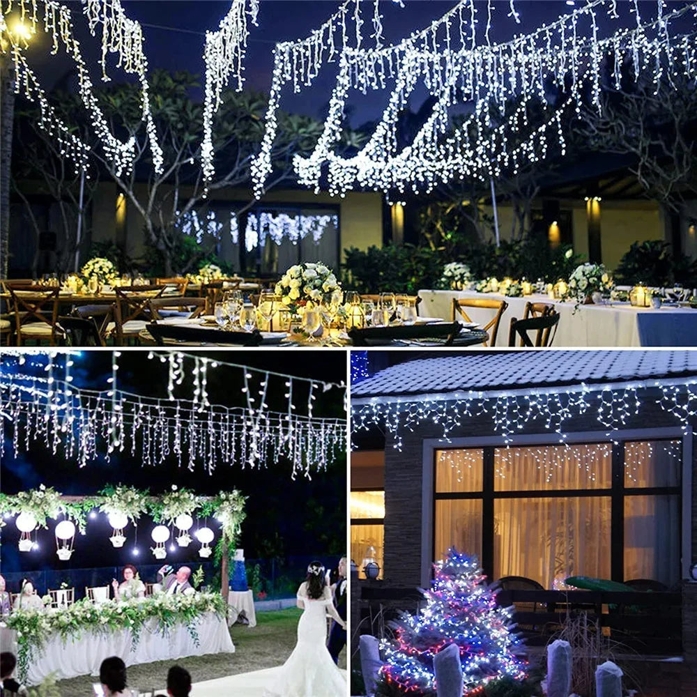 Guirnalda Solar LED en Forma de Carámbanos 3.5M para Jardín y Eventos
