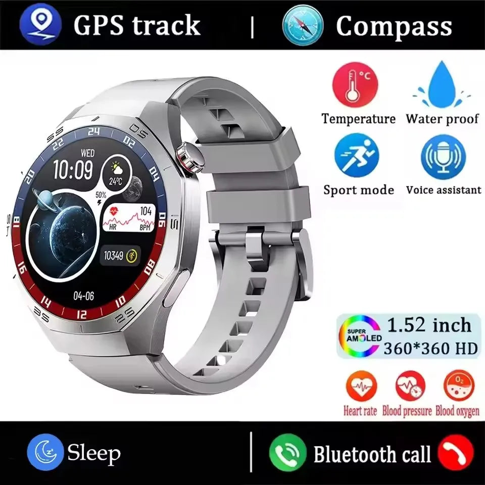 Nuevo watch5 Pro GPS NFC reloj inteligente hombres 360*360 pantalla AMOLED ritmo cardíaco Bluetooth llamada IP67 impermeable hombre Smartwatch 2025