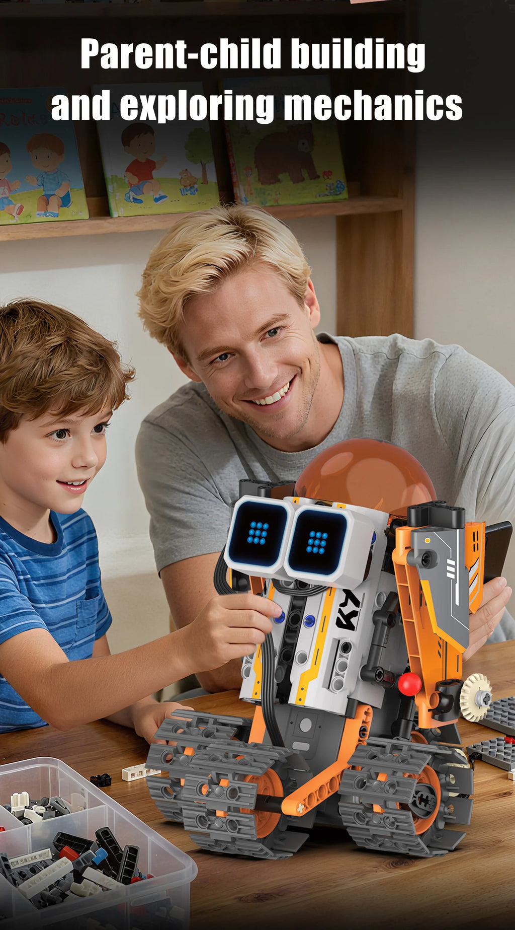 Montaje de modelo de robot transformable 5 en 1 con pantalla Digital, juguete de bloques de construcción de robot de control remoto, juguete para regalo para niños