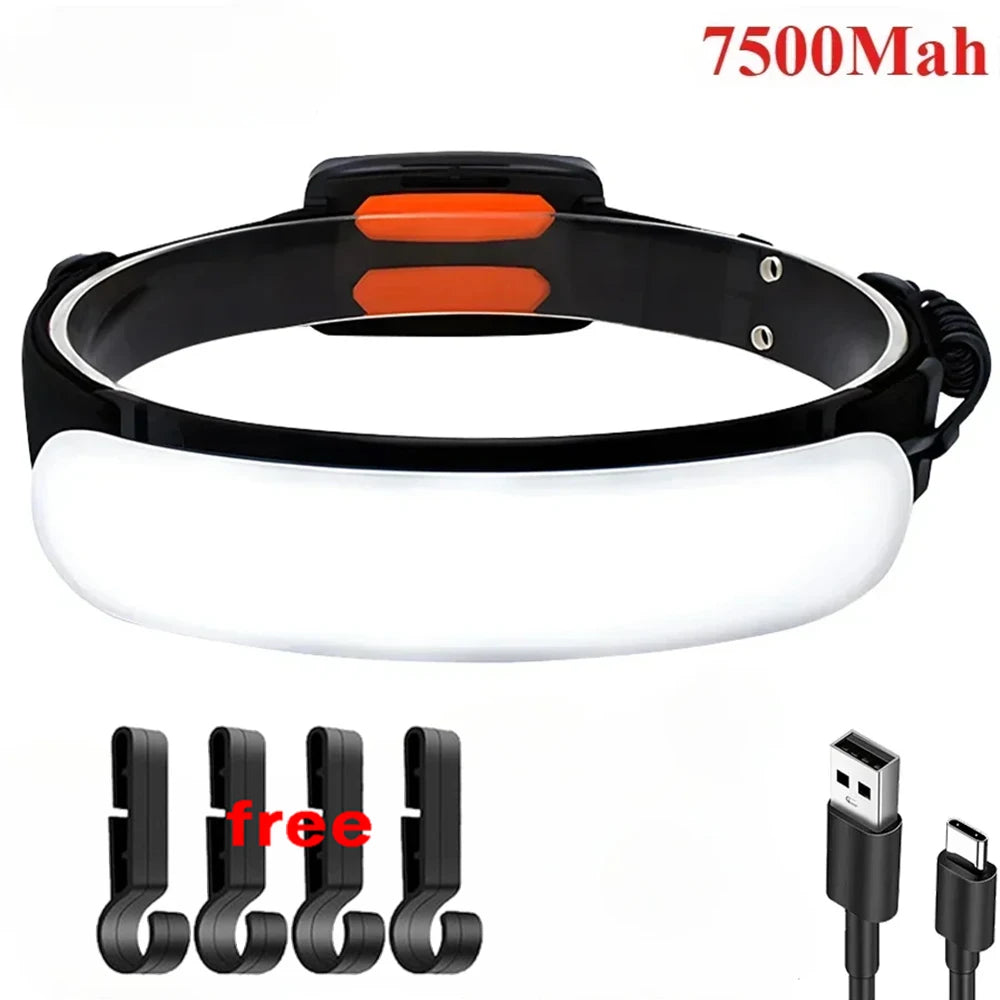 Linterna Frontal LED COB Recargable 5000-7500mAh Trabajo Exterior