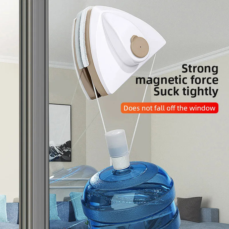 Nueva herramienta magnética de limpieza de ventanas de vidrio, limpiaparabrisas de doble capa con descarga de agua, limpiador de ventanas especial para el hogar