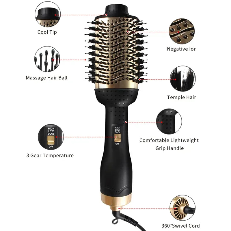 Cepillo de Aire Caliente para Rizar y Alisar el Cabello, Cepillos Eléctricos para el Cabello, Peine Caliente, Rizador Profesional, Cepillo Térmico Anti-Quemaduras