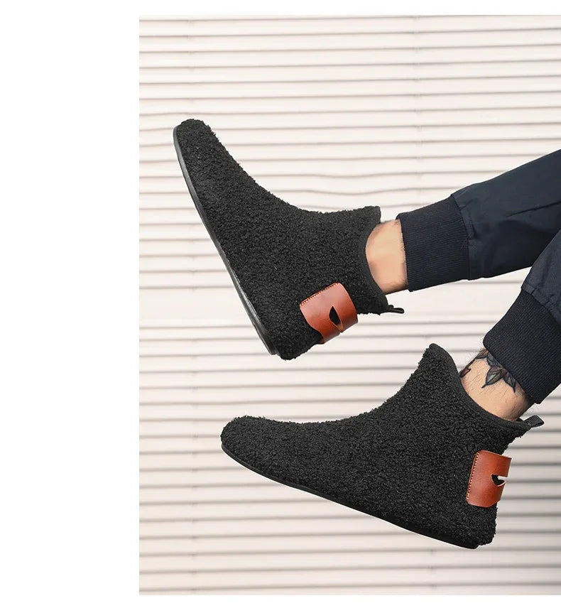 YRZL, zapatos de algodón de invierno para hombre, zapatillas ligeras sin cordones de alta calidad, mocasines de algodón de felpa para interiores, zapatos cálidos de invierno para hombre