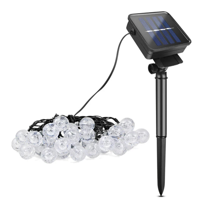 Guirnalda Solar LED para Jardín con Bolas de Cristal 10M
