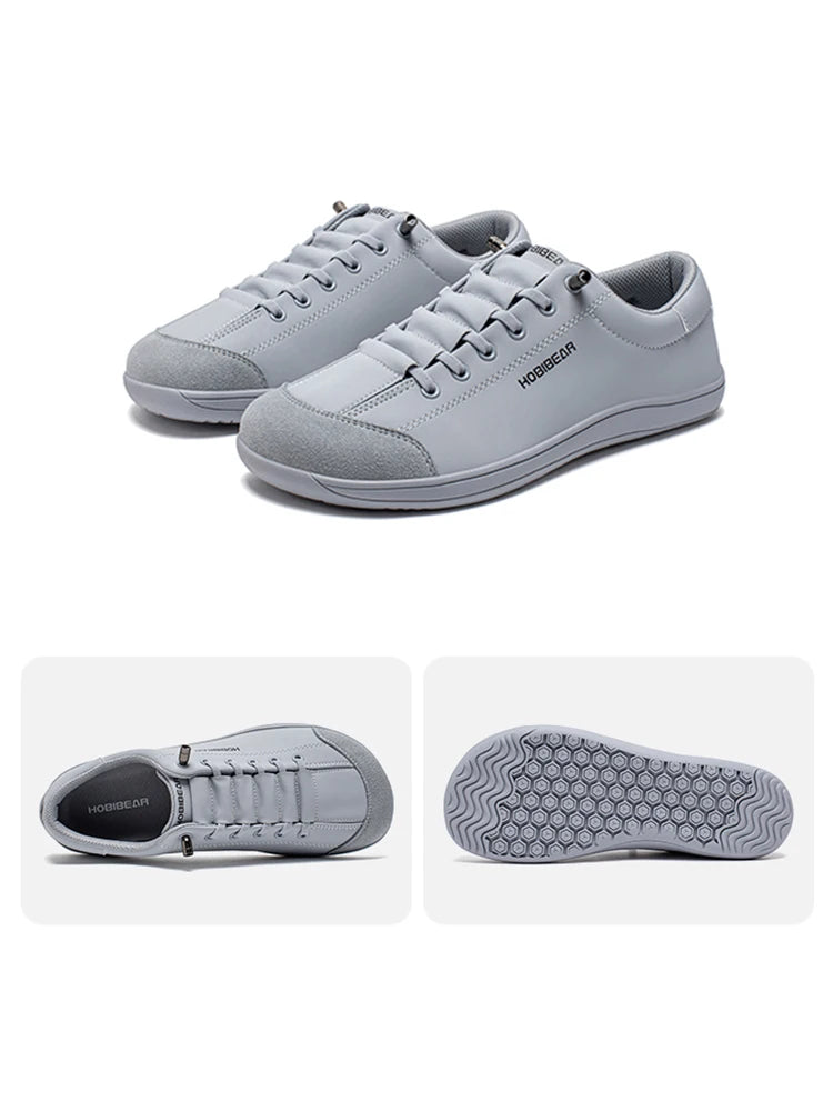HOBIBEAR zapatos descalzos Unisex punta ancha zapatillas de deporte de cuero Artificial Zero Drop Slip On zapatos cómodos ligeros al aire libre