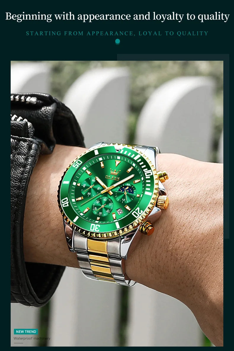 Reloj de Cuarzo OLEVS 2870 Cronógrafo con Fase Lunar para Hombre