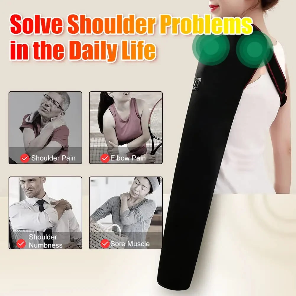 Soporte de Brazo Largo con Calefacción y Masaje, Faja Eléctrica Térmica para Alivio del Dolor de Hombro, Brazo, Codo, Muñeca y Mano