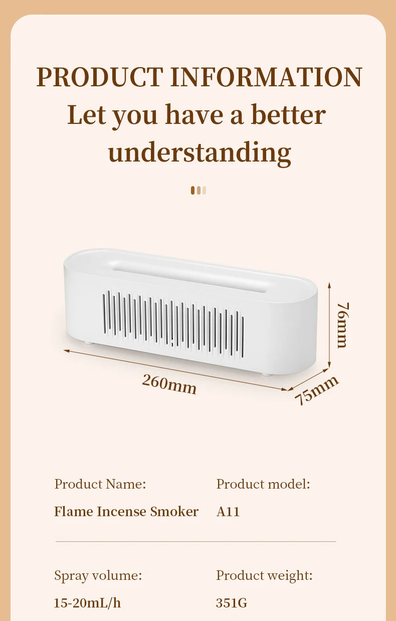 Humidificador de aromaterapia con llama, atmósfera colorida, luz nocturna, humidificación silenciosa, diseño de ventilación de fondo suave
