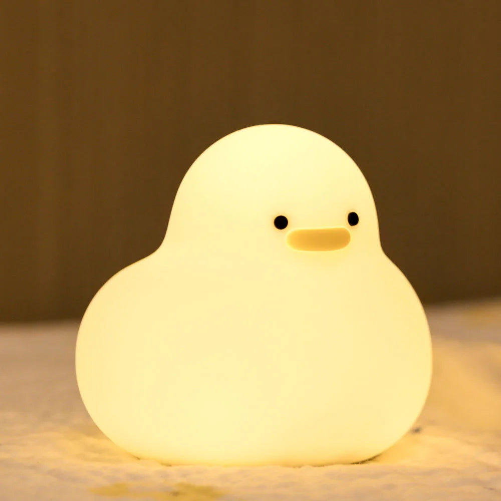 Bonita luz nocturna de pato, lámpara LED Kawaii, luz nocturna recargable por USB, lámpara nocturna táctil para habitación, artefacto de descompresión para protección ocular