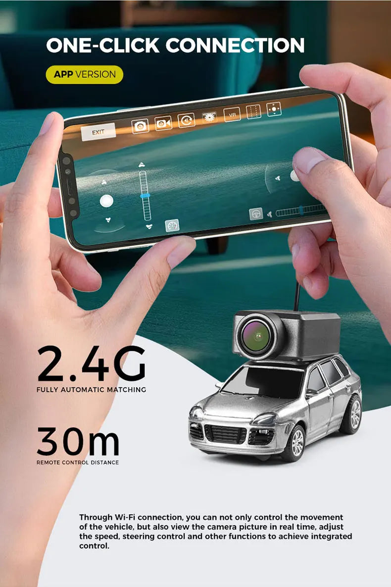 WLtoys 6401 1:64 Mini coche RC 2,4G Control remoto con cámara FPV 720P y aplicación WiFi, nuevo juguete de carreras de control remoto para regalo para niños y niñas