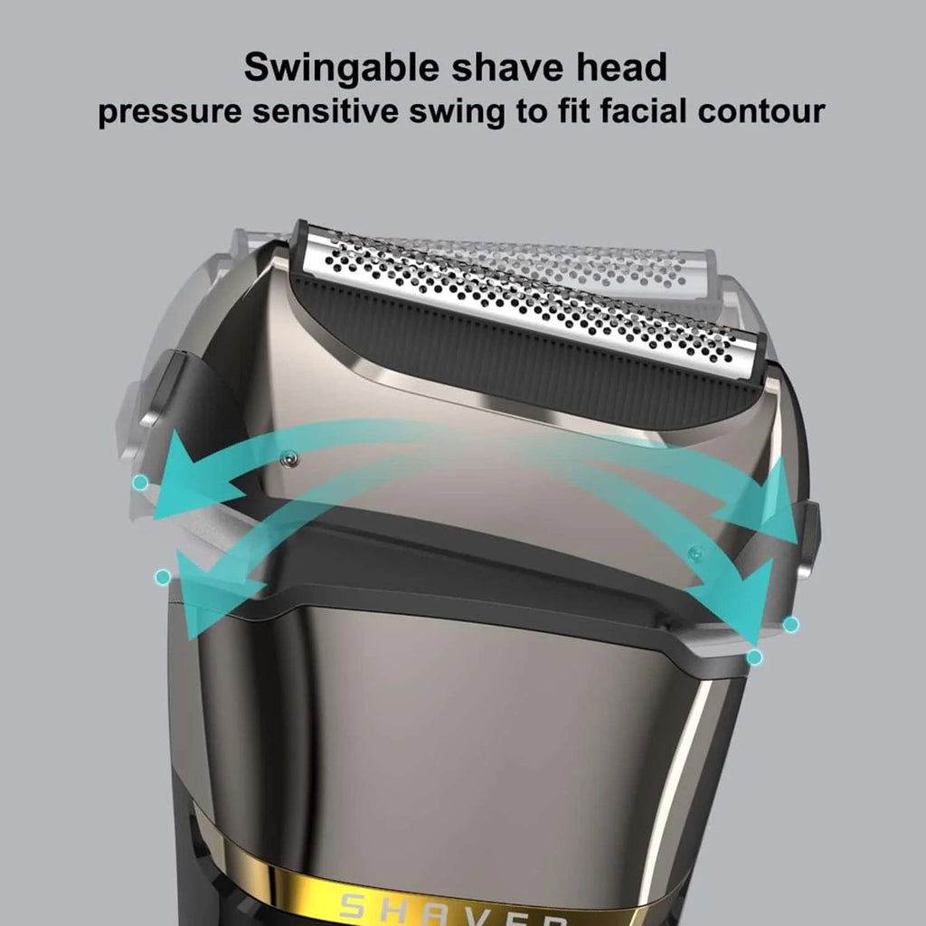    Maquinilla de afeitar eléctrica para hombres, afeitadora de lámina impermeable recargable inalámbrica con pantalla LED para afeitadoras de barba
