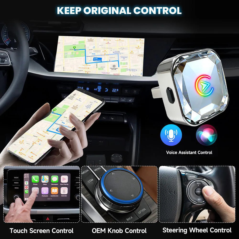Adaptador inalámbrico 2 en 1 para CarPlay y Android Auto con WiFi y Bluetooth