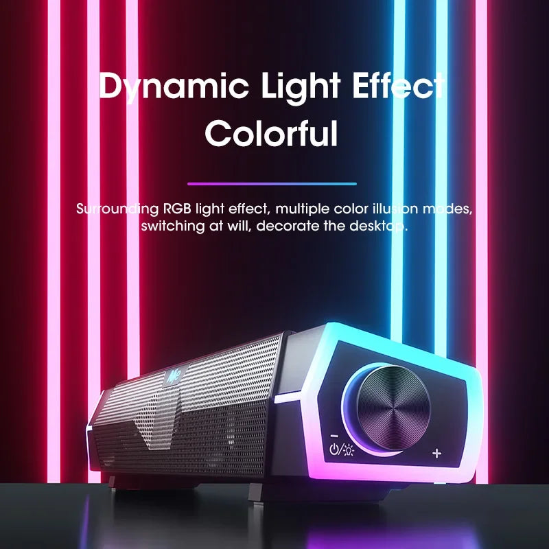 Barra de Sonido Bluetooth 5.0 para PC con Subwoofer y Luces RGB