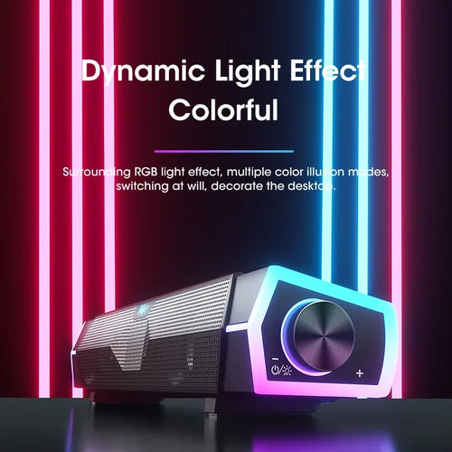 Barra de Sonido Bluetooth 5.0 para PC con Subwoofer y Luces RGB