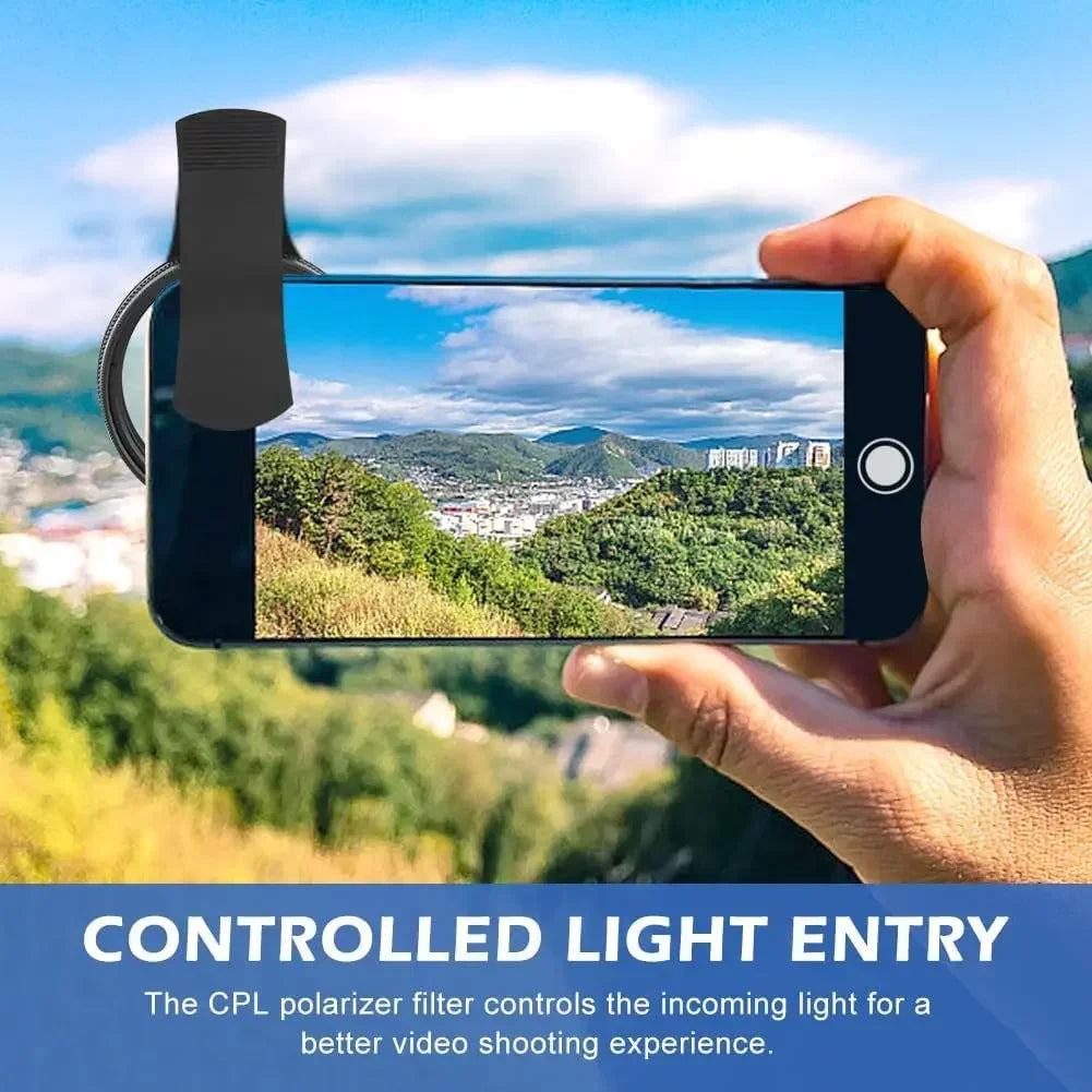 Filtro CPL 52mm Universal con Clip para Cámara de Teléfono