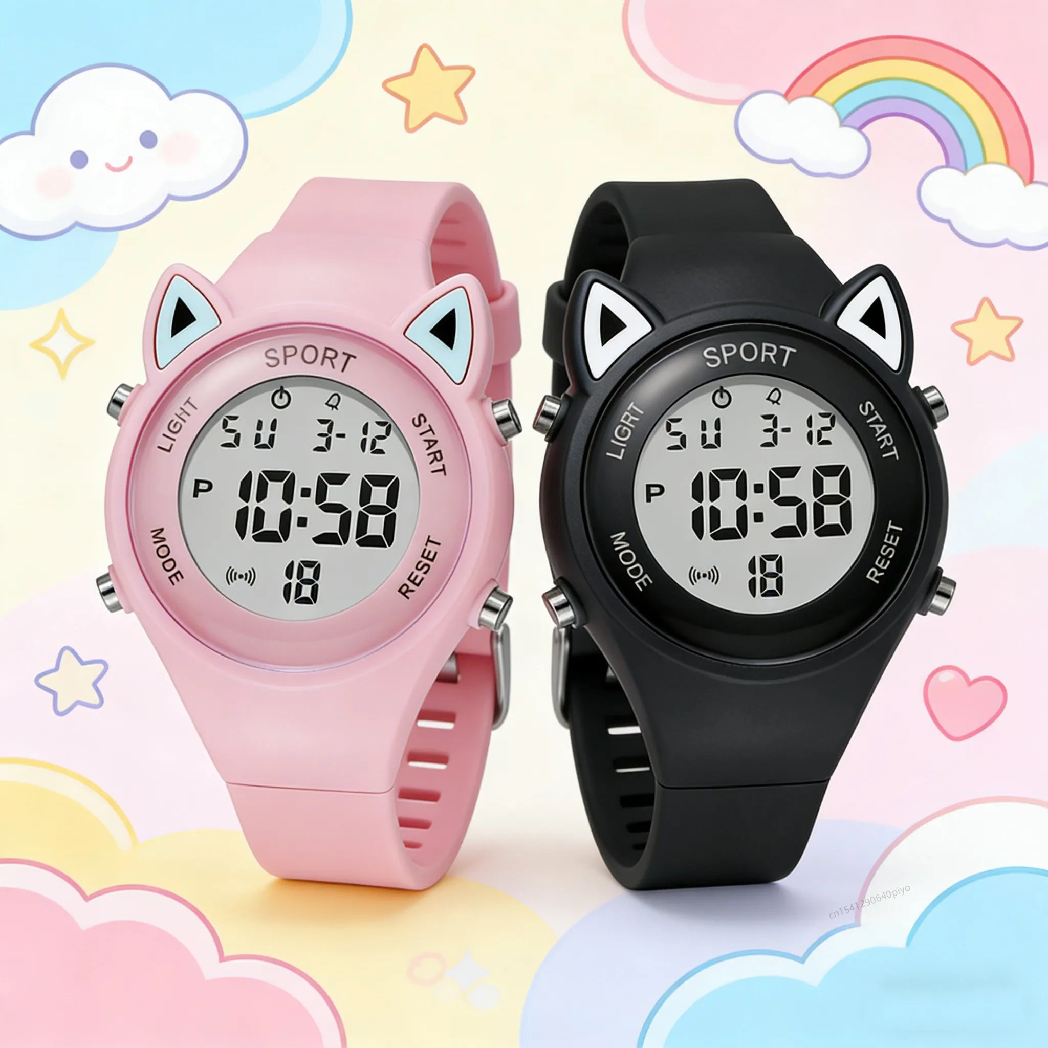 Nuevo reloj 3D con orejas de gato para niños, relojes electrónicos deportivos para niñas y niños, reloj de pulsera Digital LED luminoso resistente al agua para estudiantes, regalos
