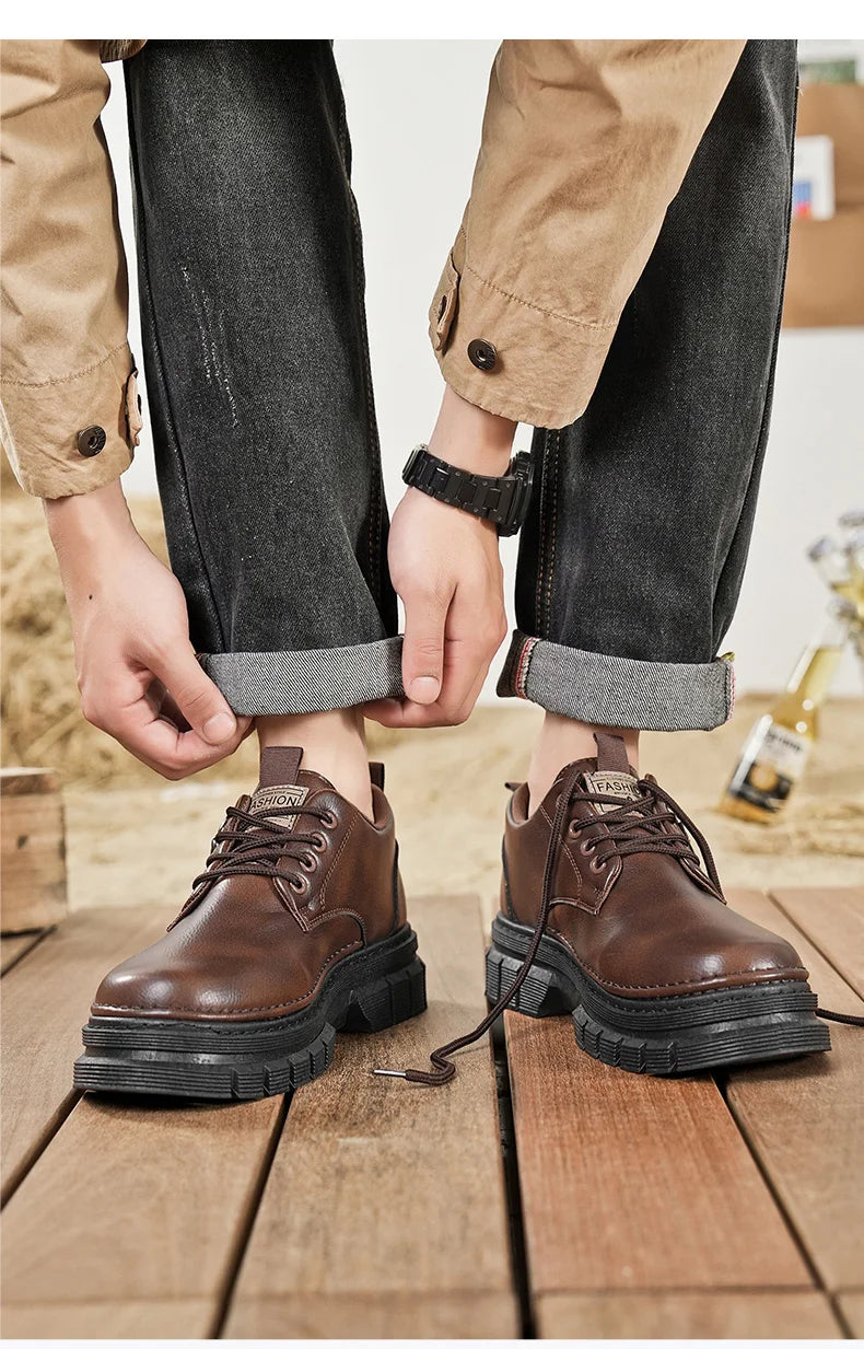 Zapatos informales para hombre, calzado cómodo para trabajo hecho a mano en las cuatro estaciones, zapatos de trabajo al aire libre, moda Joker, zapatos de marea juvenil, zapatos de cuero para fiesta de negocios