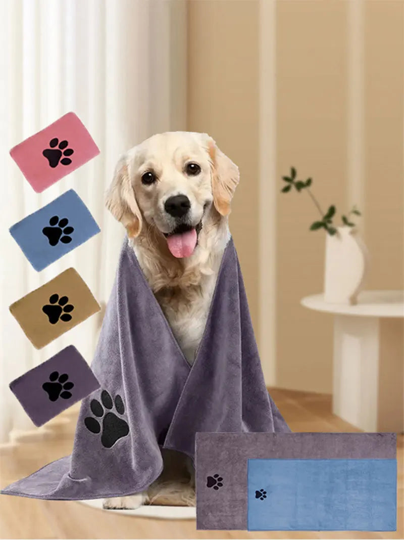 Toalla de baño de microfibra para mascotas, 35x75cm/50x100cm, bordada, súper suave, absorbente, para gatos y perros, suministros de aseo