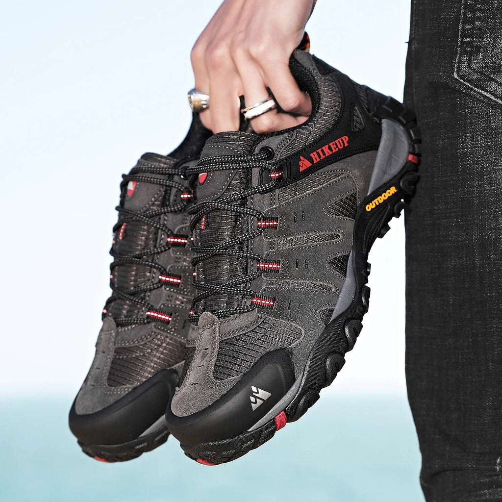 Zapatos de senderismo HIKEUP para hombre, zapatos de exterior de piel de ante, zapatillas tácticas resistentes al desgaste para senderismo, caminar y cazar