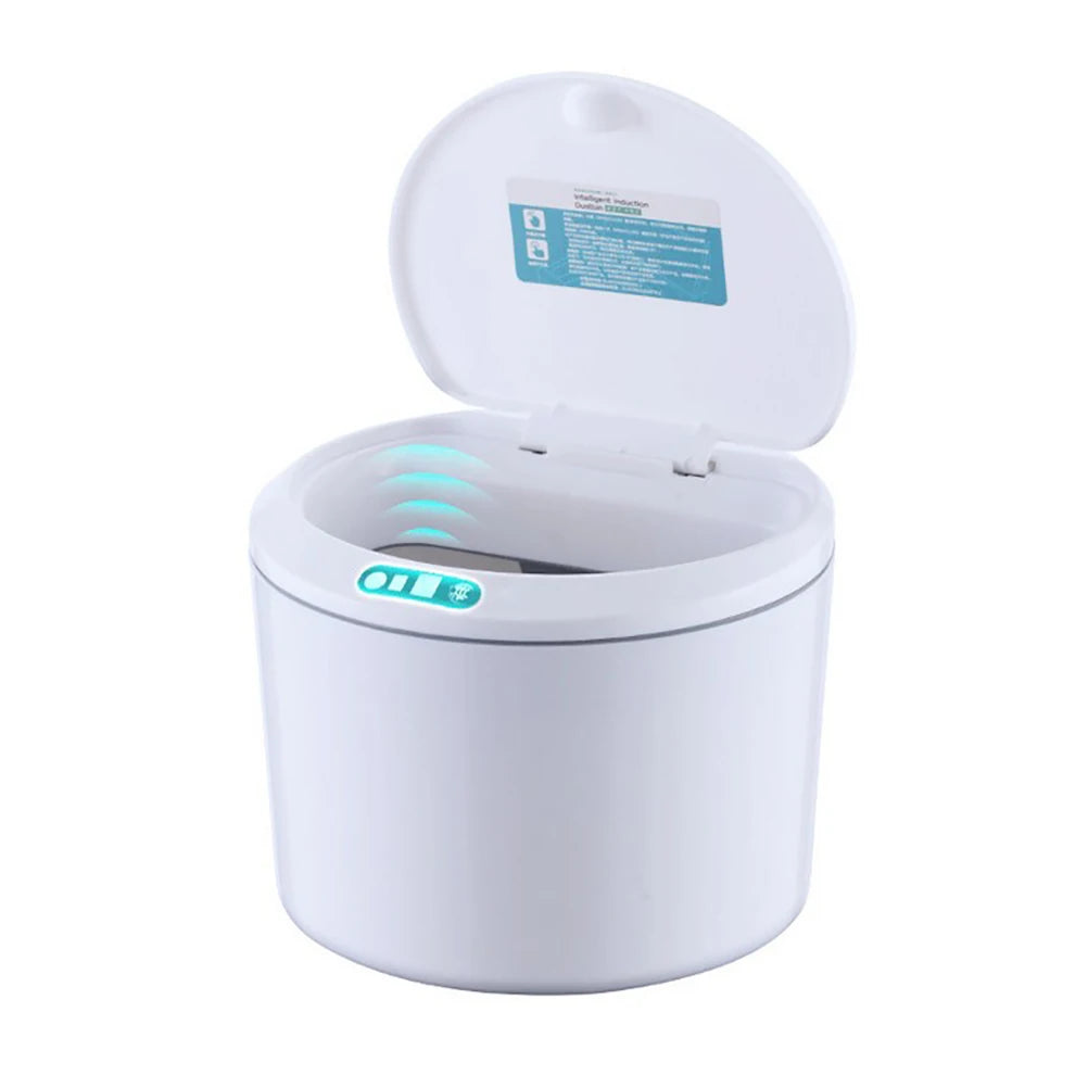 Cubo de Basura con Sensor para Escritorio, Funciona con Batería, Mini Cubo de Basura Automático con Tapa para Escritorio y Vehículo, 3L