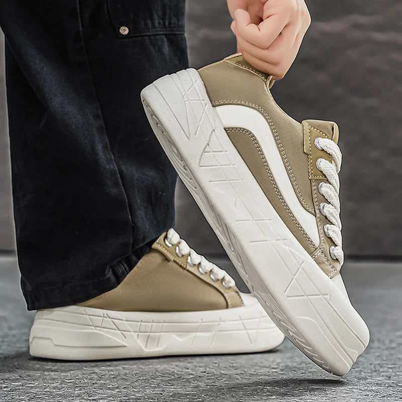 Zapatillas de skate de lona con plataforma y suela geométrica antideslizante