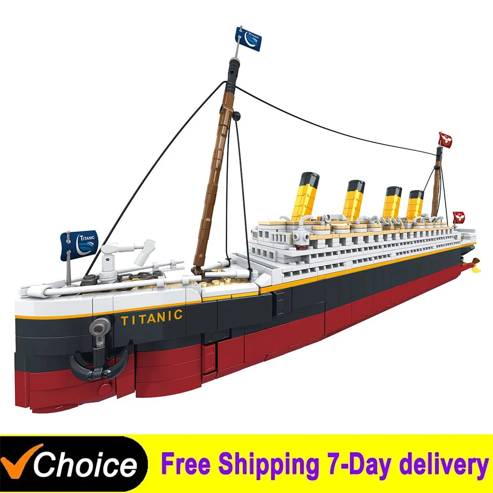1507 Uds nuevo juego de bloques de construcción de modelo creativo Titanic a gran escala, desafío para adultos enorme modelo de barco de crucero Titanic juguetes de construcción
