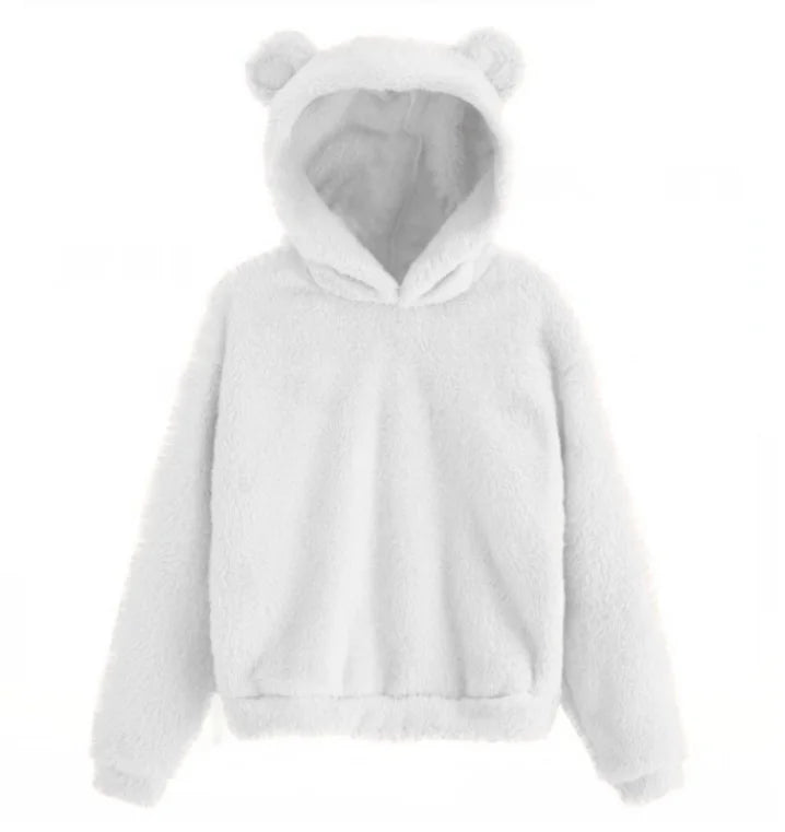 Sudadera con capucha y orejas de conejo para mujer, felpa cálida