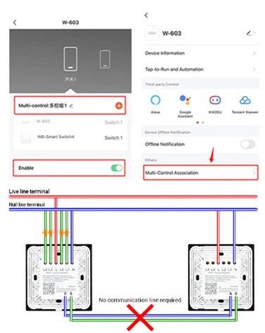 Interruptor táctil inteligente WiFi Tuya/Smart Life para lámparas, 220V-240V, 1-3 vías