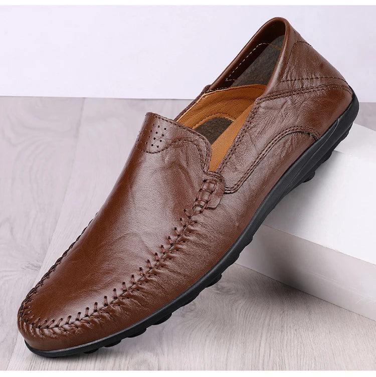 CLOHOO Zapatos casuales de negocios para hombres Costuras de cuero Cómodo Fondo de goma transpirable Segunda capa de piel de vaca
