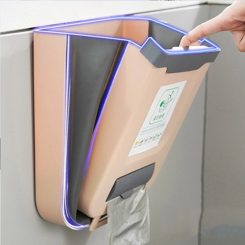 Cubo de basura plegable para cocina, cubo de basura montado en la pared, cubo de basura para puerta de armario de cocina, cubo de basura plegable para vehículos