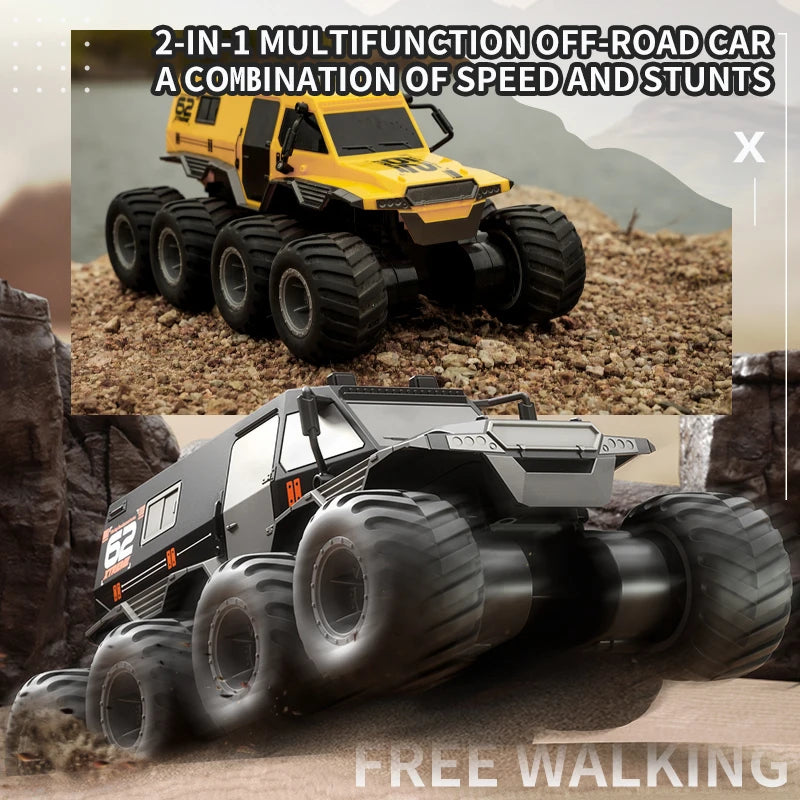    JJRC Q137 8x8 2,4G coche de Control remoto 8wd vehículo acrobático anfibio todoterreno camión de carreras de velocidad de 8 ruedas juguete sobre orugas impermeable