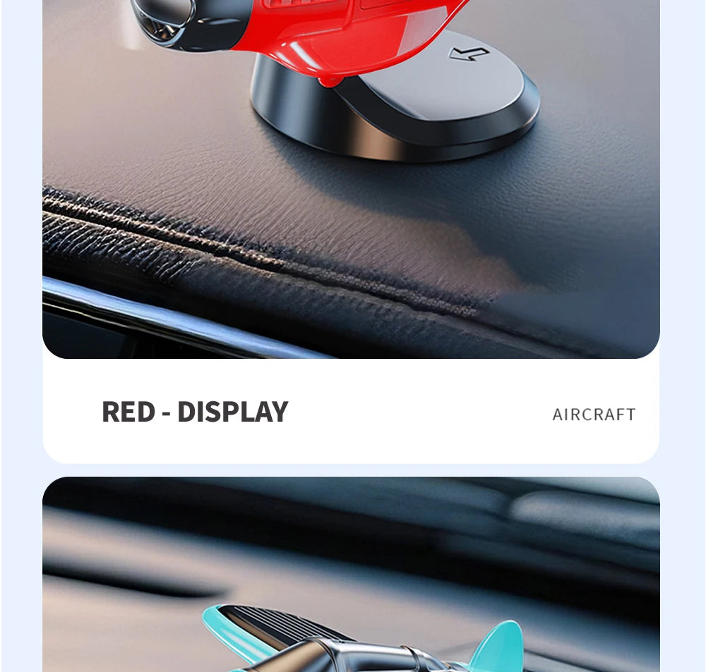 Mini avión con energía Solar, fragancia sólida, consola central para coche, adorno para salpicadero 360 °   Aire más fresco giratorio para aviones creativos