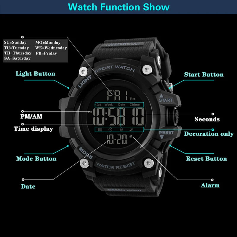 Reloj Deportivo YIKAZE 50MM Digital LED Militar