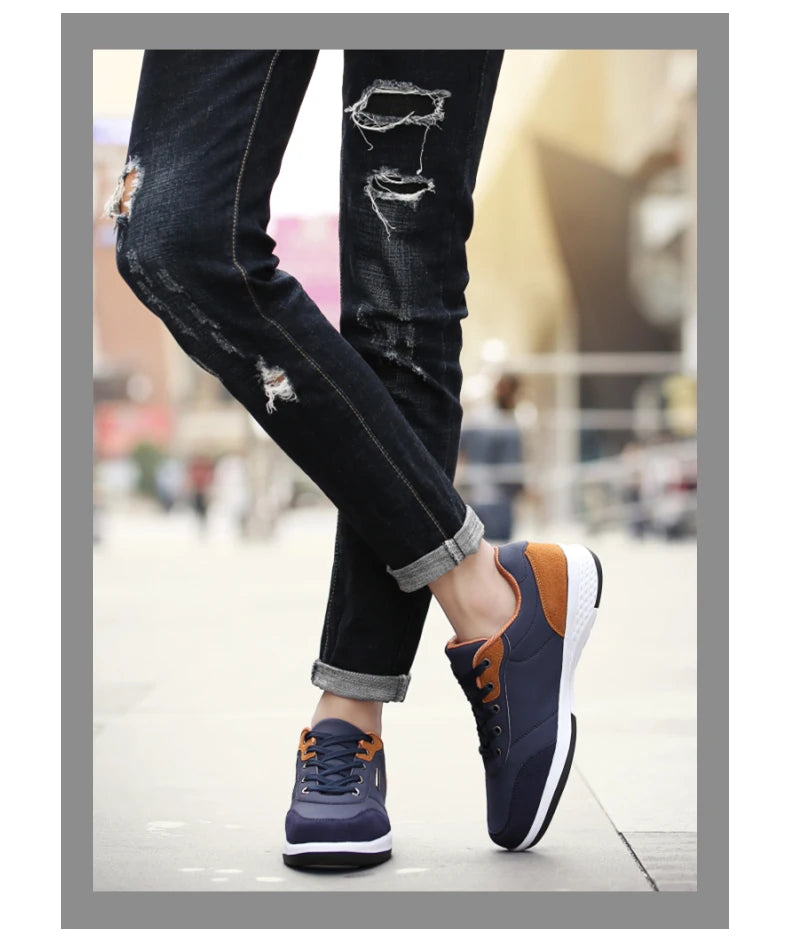 Zapatos YRZL para hombre, zapatillas impermeables para caminar para primavera y otoño, zapatos deportivos de cuero para hombre, zapatillas cómodas antideslizantes para hombre