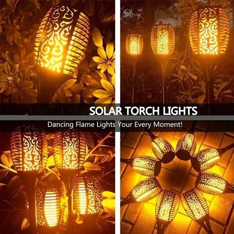 Luces Solares Antorcha Llama LED Jardín Impermeable
