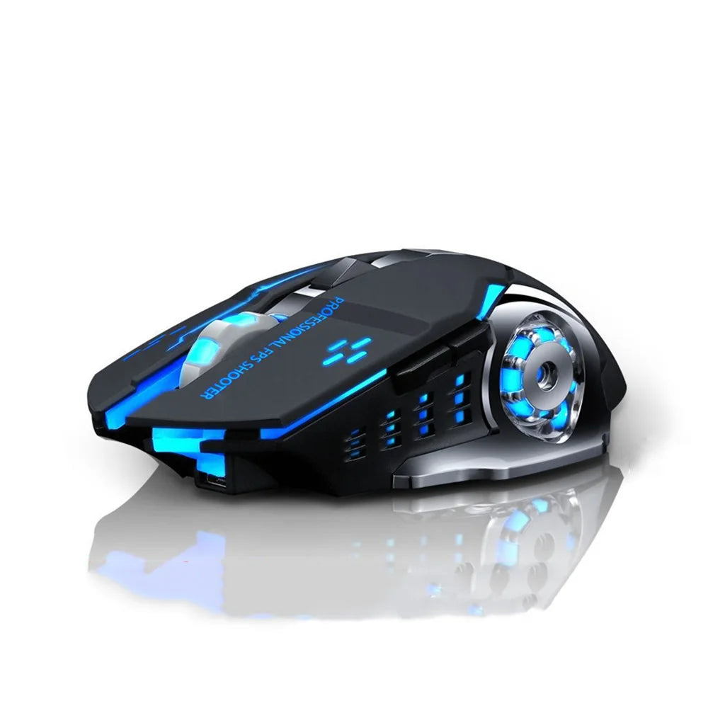 Ratón inalámbrico recargable para videojuegos, Mouse silencioso con Bluetooth, 2,4G, USB, retroiluminación mecánica, PC, Gamer