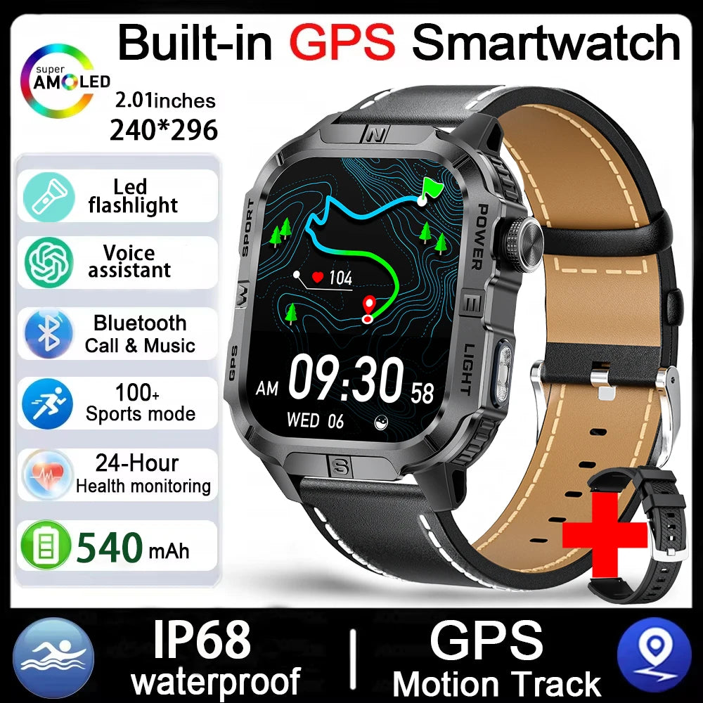 Reloj Inteligente Militar con GPS, LED, Brújula e IP68