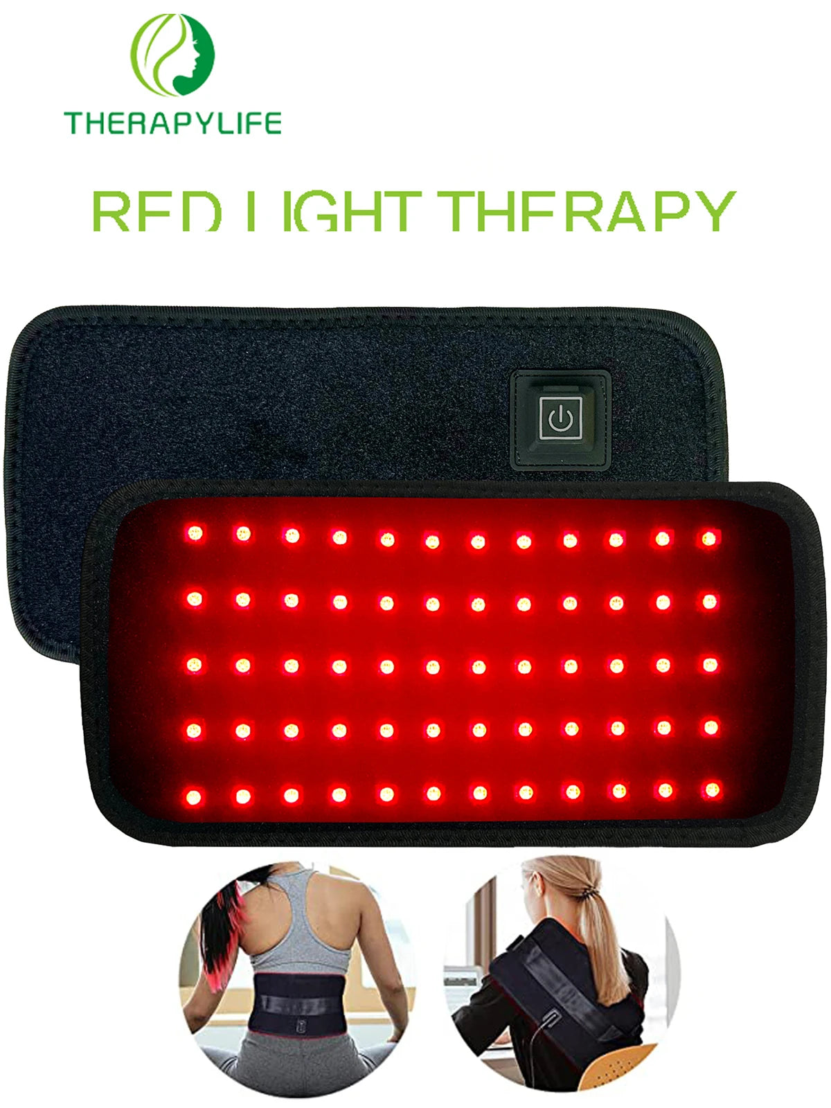 Cinturón de terapia de luz roja LED para aliviar el dolor, almohadilla de luz infrarroja roja de 660nm y 850nm para cintura, espalda, Abdomen, rodillas y brazos, articulaciones musculares