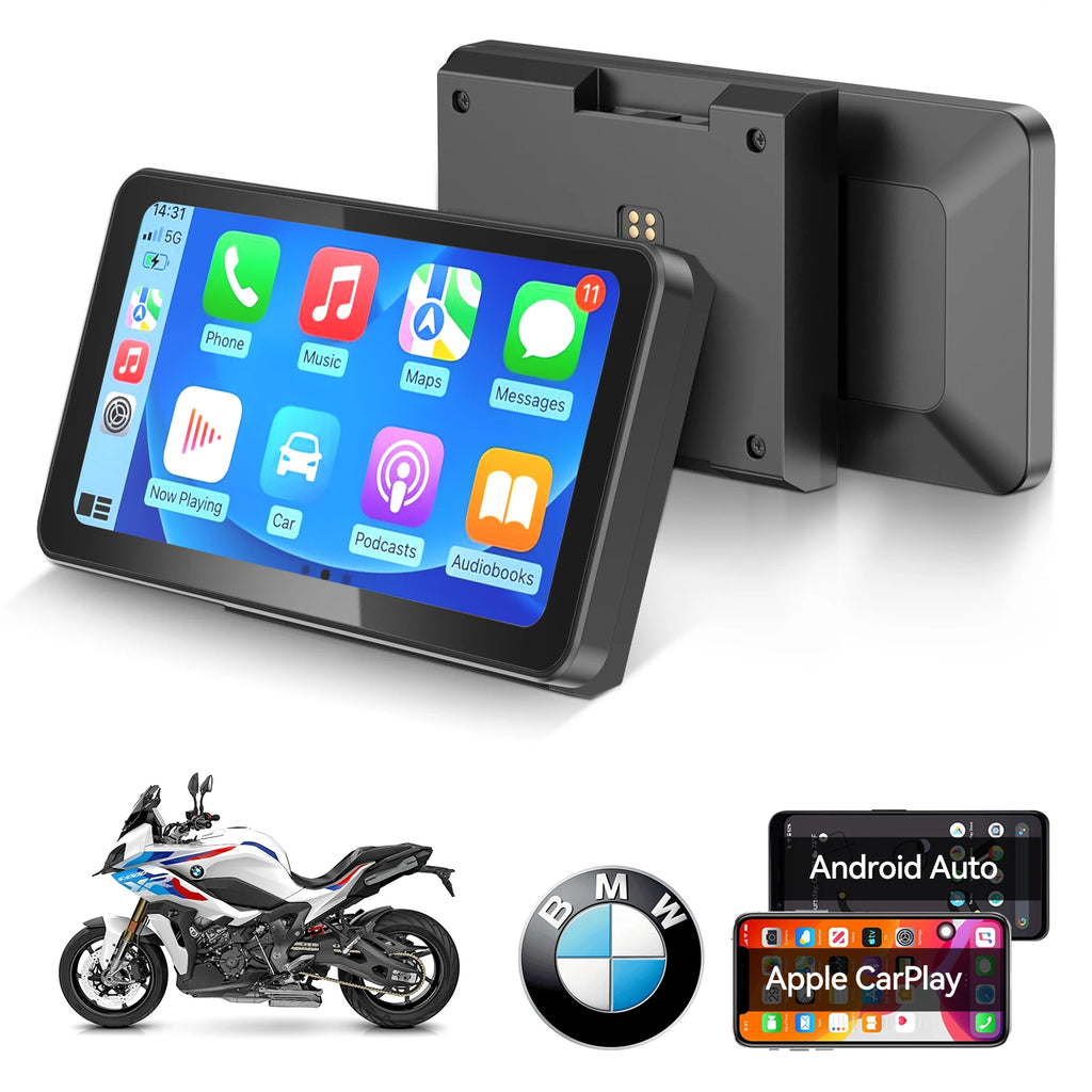 Pantalla Spedal CL871B de 6.25" con CarPlay y Android Auto para Motocicletas BMW, Soporte de Liberación Rápida Específico para BMW, Protección Completa