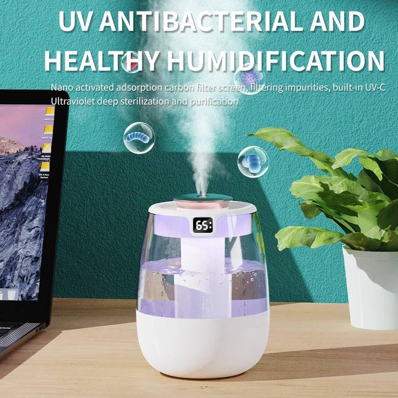 Tres modos de humidificador opcional, doble pulverización para el hogar y la Oficina, suplemento de agua y aire con pulverizador grande, pantalla digital inteligente
