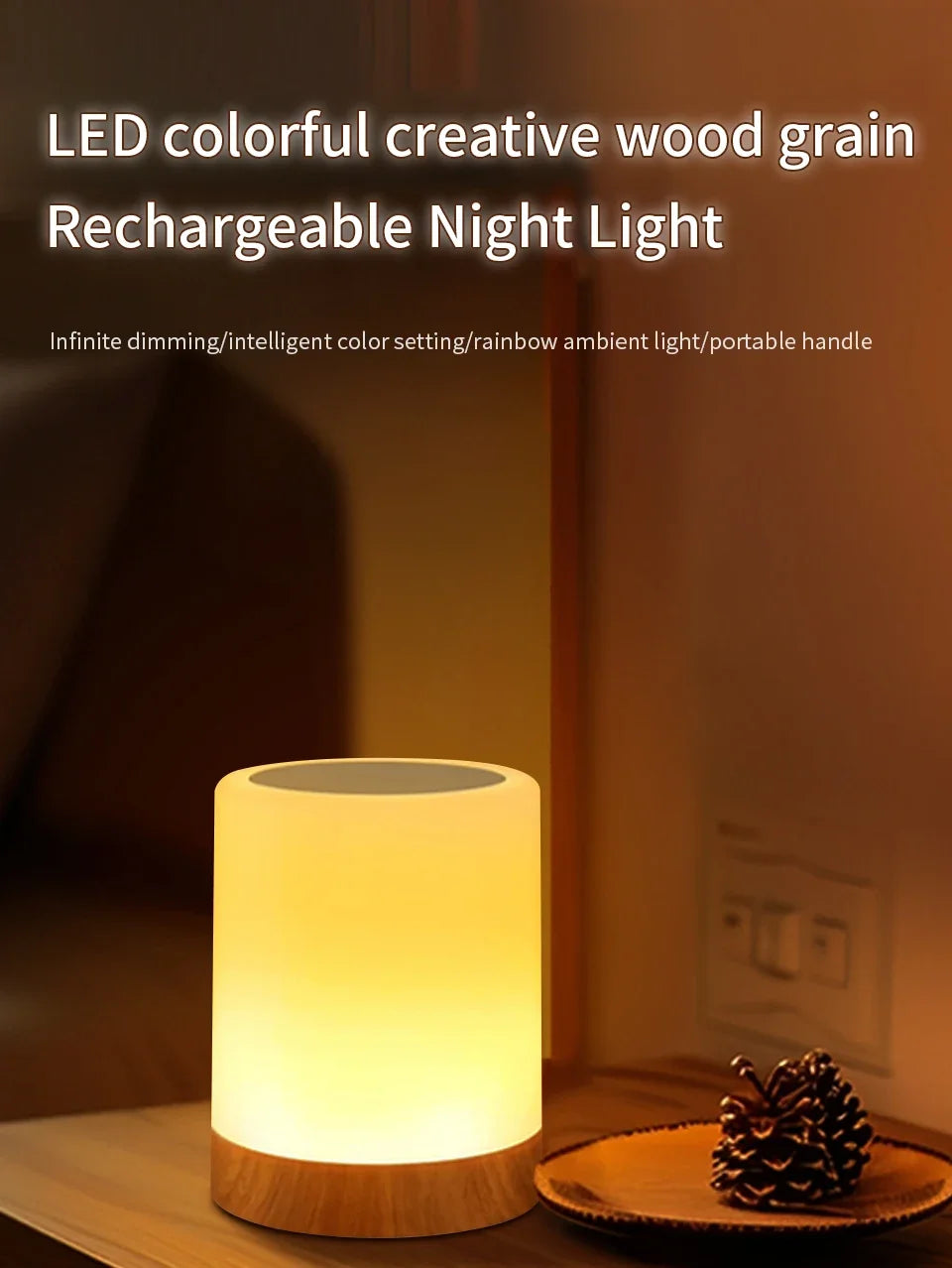Lámpara de Mesa Táctil RGB Recargable USB con Luz Nocturna