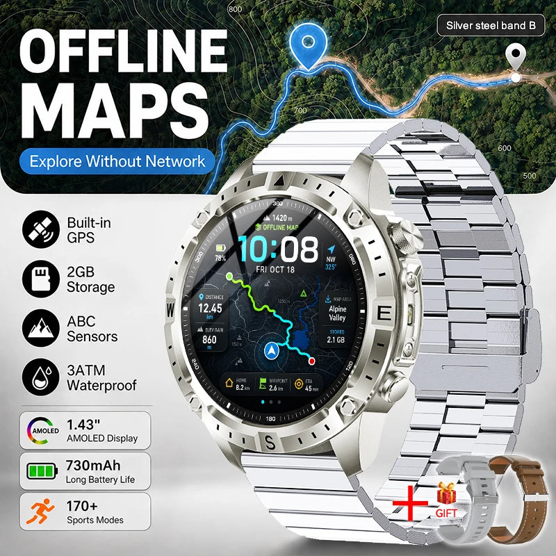 Reloj Inteligente Deportivo con GPS, Mapa Offline y Pantalla AMOLED