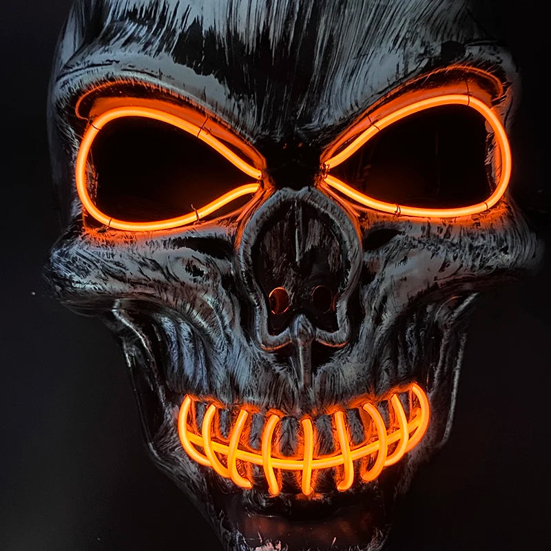 Máscara de calavera malvada, mascarada de Carnaval de Halloween, Casa Encantada, decoración aterradora, esqueleto de Cosplay, Fiesta Temática aterradora, máscara iluminada