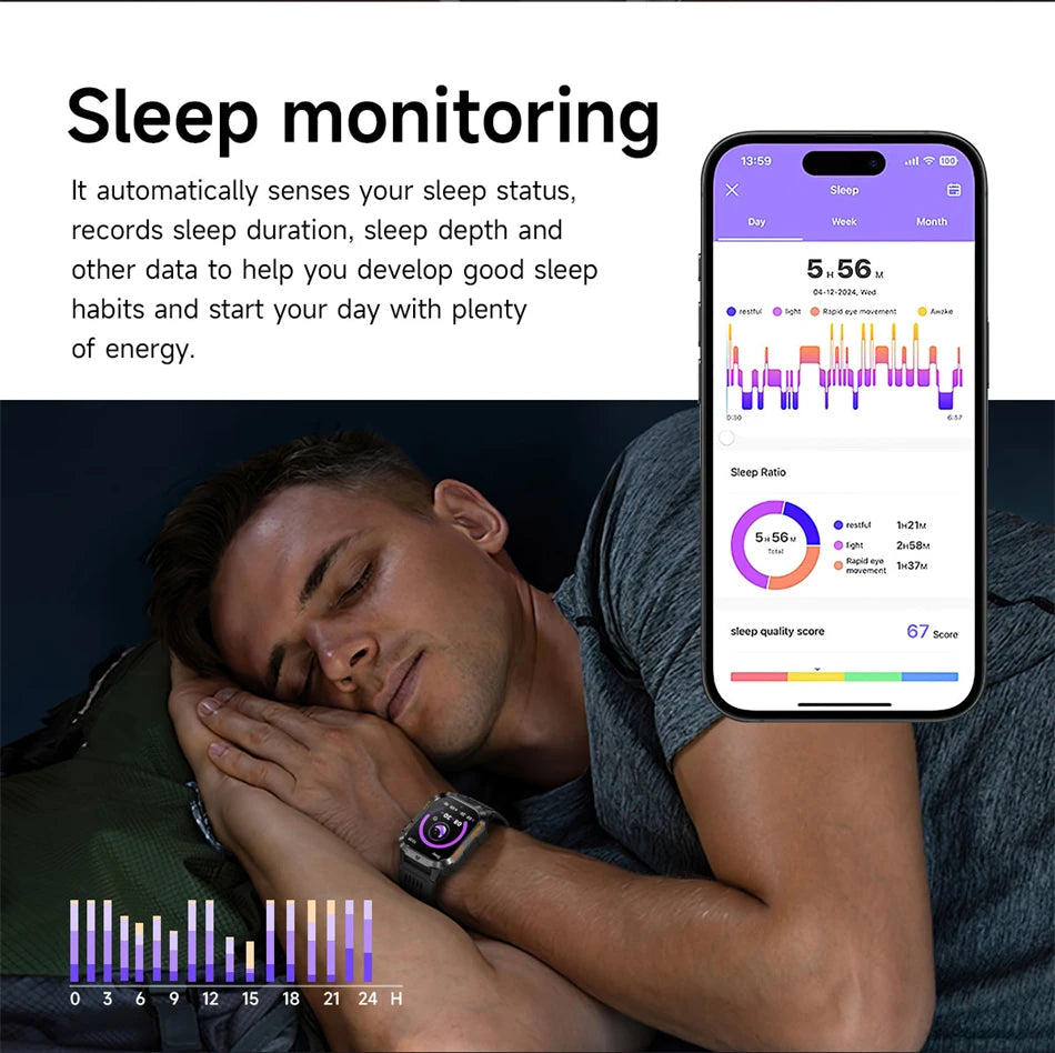 Reloj Inteligente Militar con Batería de 1200mAh
