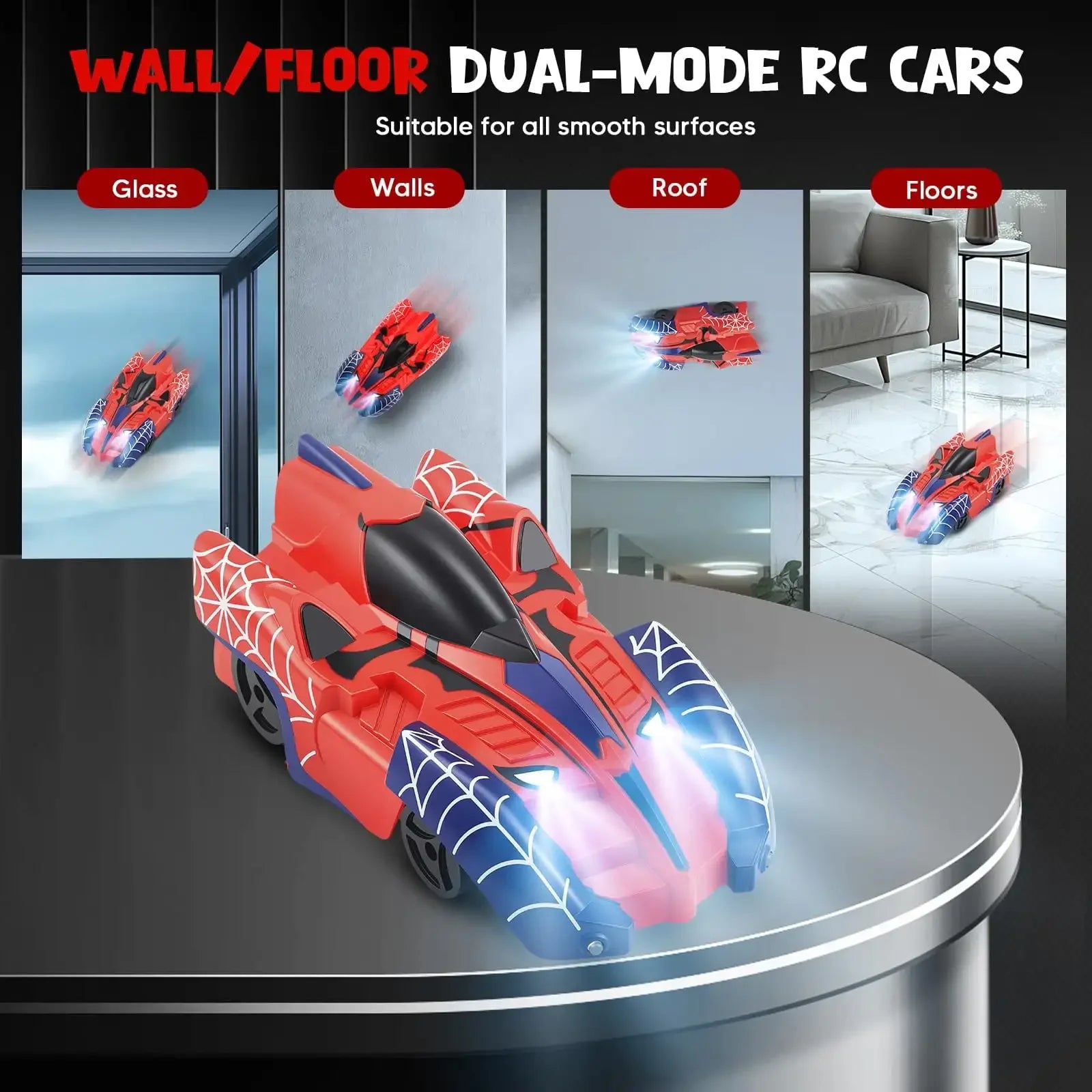 Auto RC Trepador de Paredes Gravedad Cero con Luces LED 360°